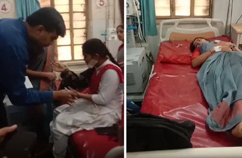 Sirohi. Girl students going on scooty from Bed College seriously injured after being hit by a car