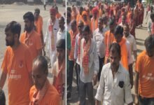 MP lumbaram choudhary set out on a padyatra to pray for prosperity in the country