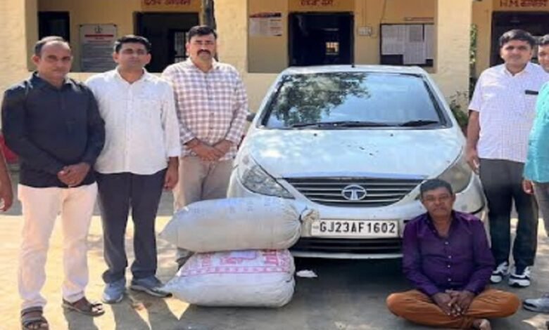 sirohi. A large quantity of ganja was found on mandar Matasan road- a youth from Palanpur was arrested for smuggling