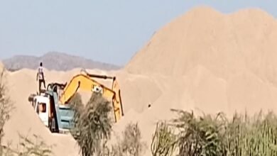 sirohi/ padiv. Contractors are exploiting rivers- storing gravel in fields
