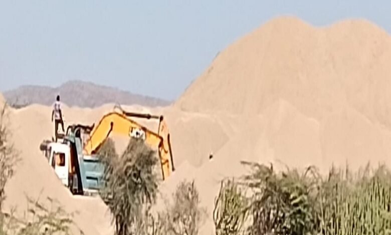 sirohi/ padiv. Contractors are exploiting rivers- storing gravel in fields