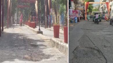 सिरोही. छलनी हुई पड़ी सडक़ें और ऊपर किया सजावट का ताना-बाना sirohi. Roads lying in damages and a whole lot of decorations done on top of it