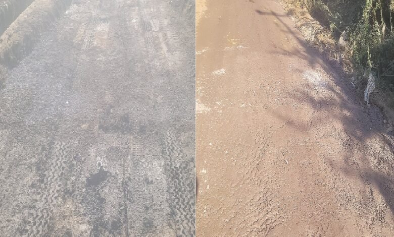 सिरोही. गोयली गांव में विभागीय इंजीनियर की गैर मौजूदगी में बना रहे अटल गौरव पथ Sirohi: The Atal Gaurav Path is being constructed in Goyali village in the absence of the departmental engineer.