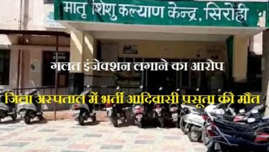 सिरोही जिला अस्पताल में भर्ती आदिवासी प्रसूता की मौत- गलत इंजेक्शन लगाने का आरोप Tribal Woman Admitted to Sirohi District Hospital Dies — Allegations of Administering Wrong Injection