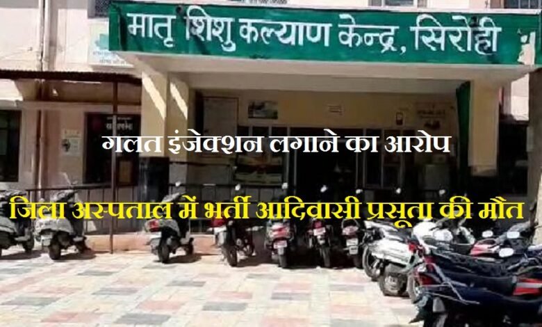सिरोही जिला अस्पताल में भर्ती आदिवासी प्रसूता की मौत- गलत इंजेक्शन लगाने का आरोप Tribal Woman Admitted to Sirohi District Hospital Dies — Allegations of Administering Wrong Injection