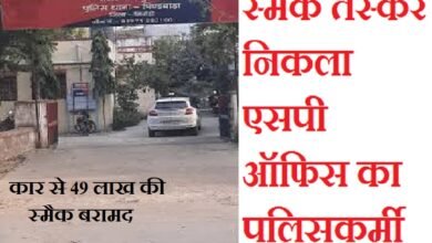 सिरोही. पिण्डवाड़ा थाना पुलिस ने एक कार से बड़ी मात्रा में स्मैक बरामद की- स्मैक तस्कर निकला प्रतापगढ़ पुलिस अधीक्षक ऑफिस का पुलिसकर्मी Sirohi: The Pindwara Police Station force seized a large quantity of smack from a car—the smuggler turned out to be a police constable from the Pratapgarh Superintendent of Police's office.