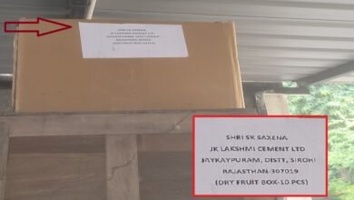 सिरोही. खनिज महकमे को तरावट दे रहे जेके लक्ष्मी सीमेंट कंपनी के ड्राई फ्रूट्स सिरोही. खनिज विभाग कार्यालय परिसर में दिखा ड्राई फ्रूट्स के दस पीसेज का कर्टन Sirohi: JK Lakshmi Cement Company’s ‘dry fruits’ bringing a refreshing boost to the Mining Department Sirohi: A carton containing ten pieces of ‘dry fruits’ was spotted at the Mining Department office premises.
