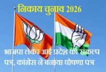 सिरोही. निकाय चुनाव को देखते हुए प्रमुख राजनीतिक दल लोक-लुभावन वादे कर रहे सिरोही. भाजपा लाई प्रदेश का संकल्प पत्र, कांग्रेस ने बनाया घोषणा पत्र Sirohi: Major political parties are making populist promises ahead of the civic body elections. Sirohi: The BJP has released its 'Sankalp Patra' (pledge document) for the state while the Congress has prepared its manifesto.